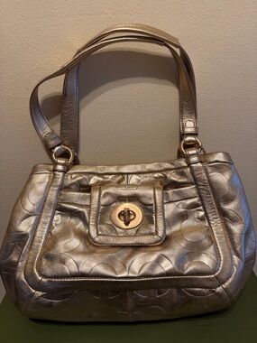 Coach Parker Rose Gold Leather signature embossed tote 13607. NOT FOR SALE